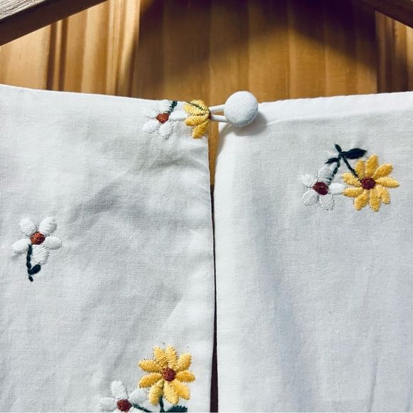 For Love and Lemons Shelby daisy puff sleeve cropped tie front shirt top S small - Picture 7 of 8